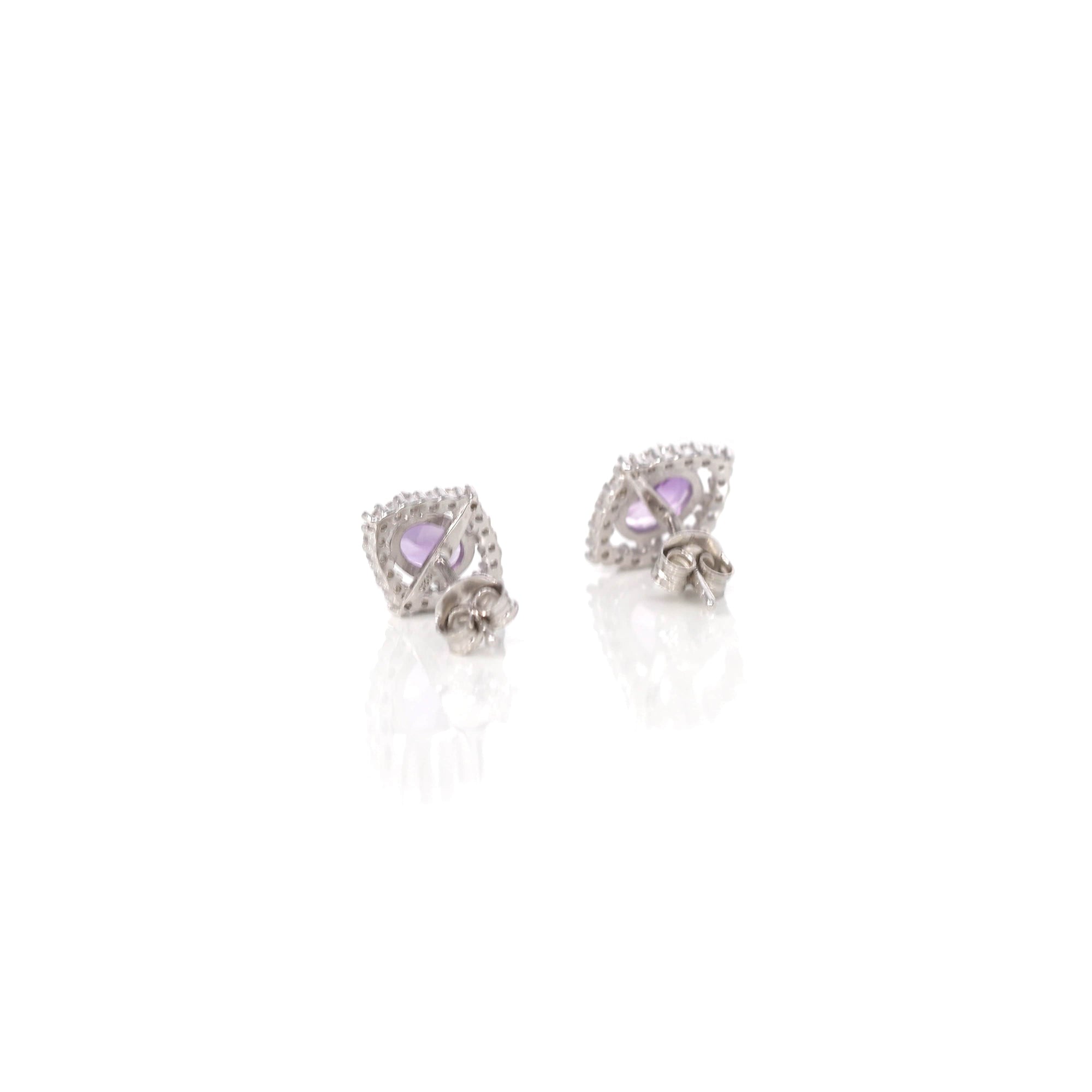 Baikalla Jewelry Silver Gemstones Earrings Baikalla™ Classic Sterling Silver Natural Amethyst Topaz Garnet Citrine Stud Earrings With CZ