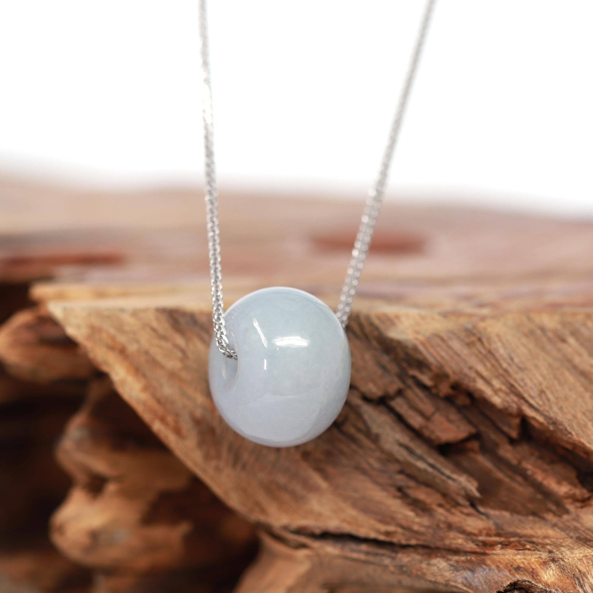 Baikalla Jewelry Jade Pendant Necklace Baikalla™ "Good Luck Button" Necklace Light Lavender Jade Lucky KouKou Pendant Necklace