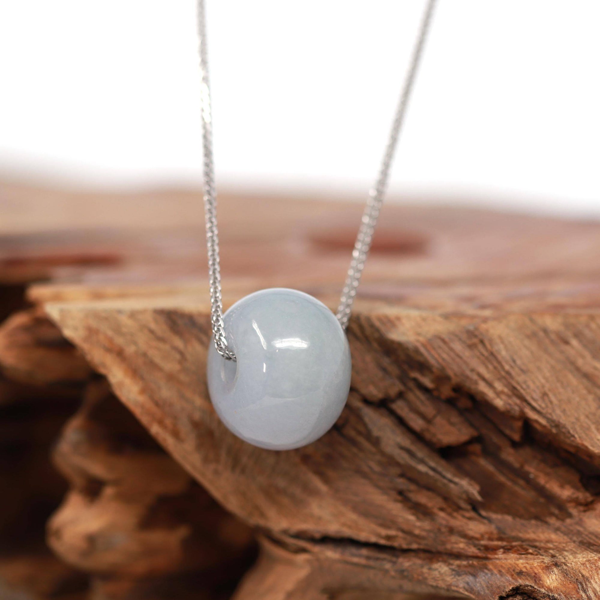 Baikalla Jewelry Jade Pendant Necklace Baikalla™ "Good Luck Button" Necklace Light Lavender Jade Lucky KouKou Pendant Necklace