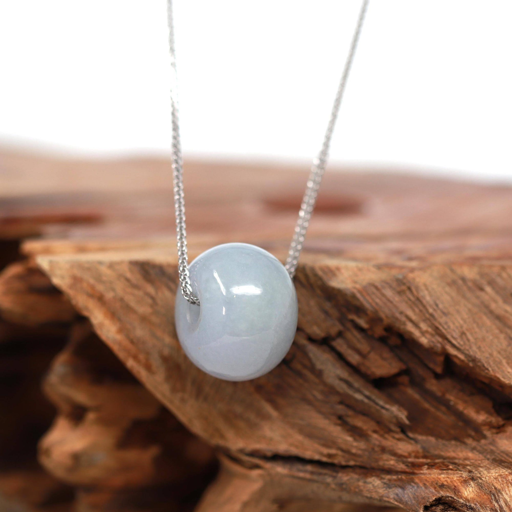 Baikalla Jewelry Jade Pendant Necklace Baikalla™ "Good Luck Button" Necklace Light Lavender Jade Lucky KouKou Pendant Necklace