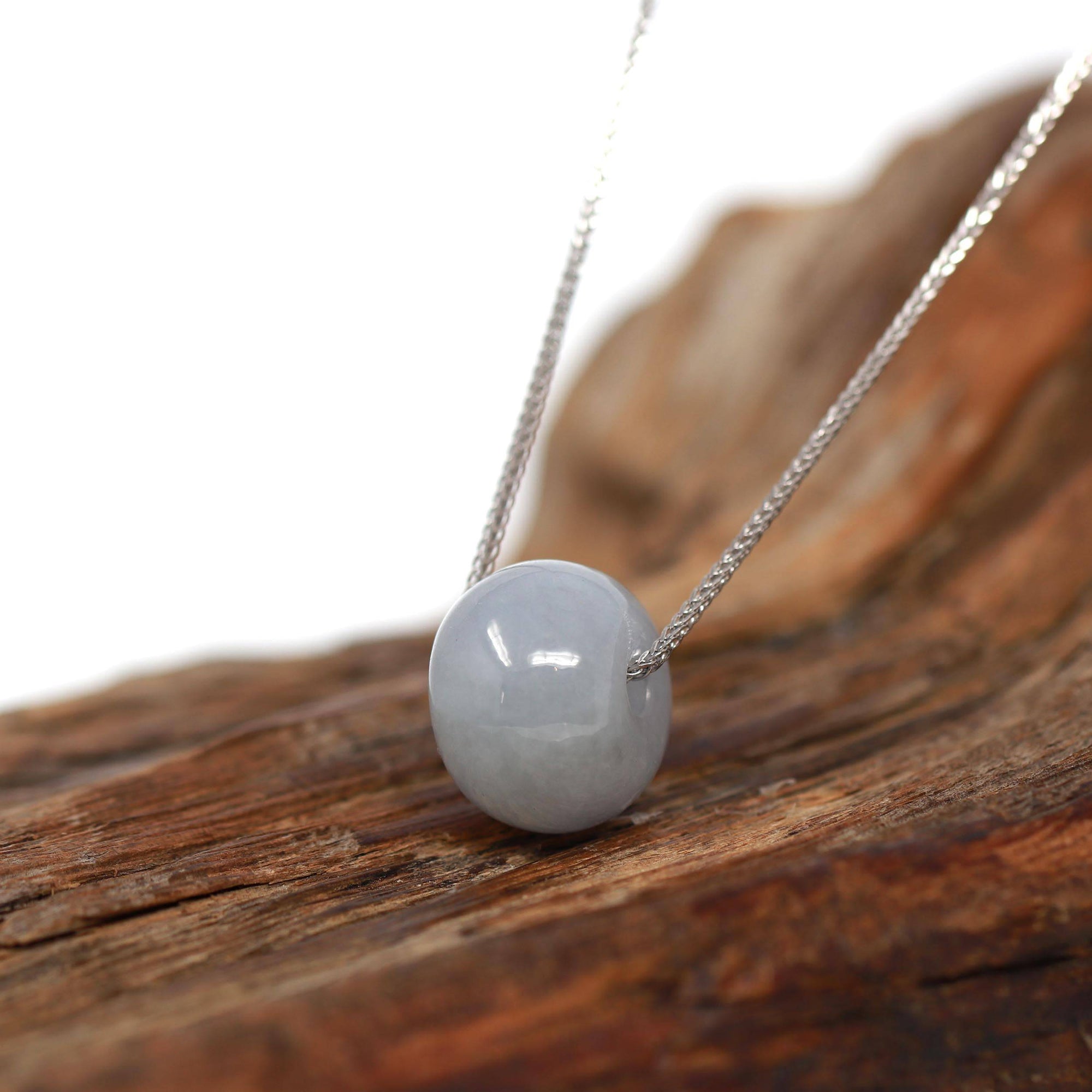 Baikalla Jewelry Jade Pendant Necklace Baikalla™ "Good Luck Button" Necklace Light Lavender Jade Lucky KouKou Pendant Necklace