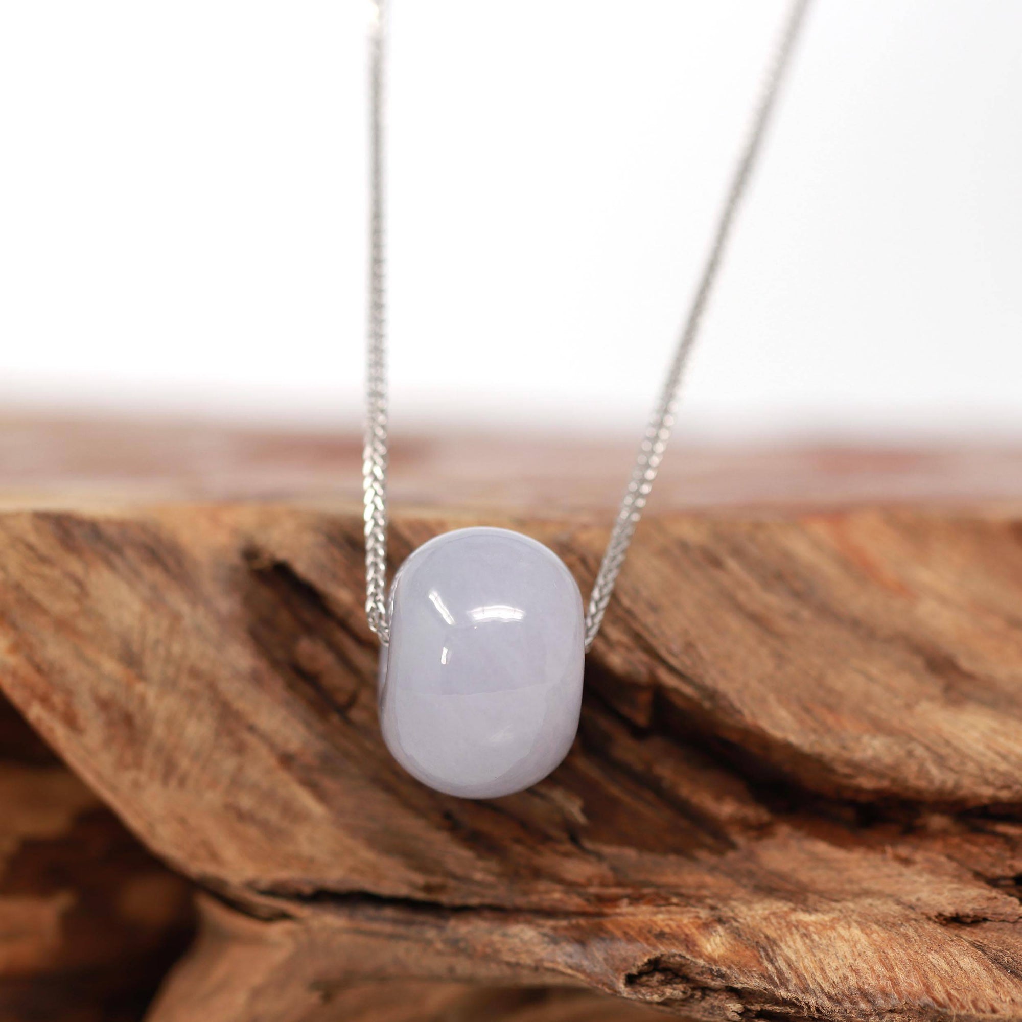 Baikalla Jewelry Jade Pendant Necklace Baikalla™ "Good Luck Button" Necklace Light Lavender Jade Lucky KouKou Pendant Necklace