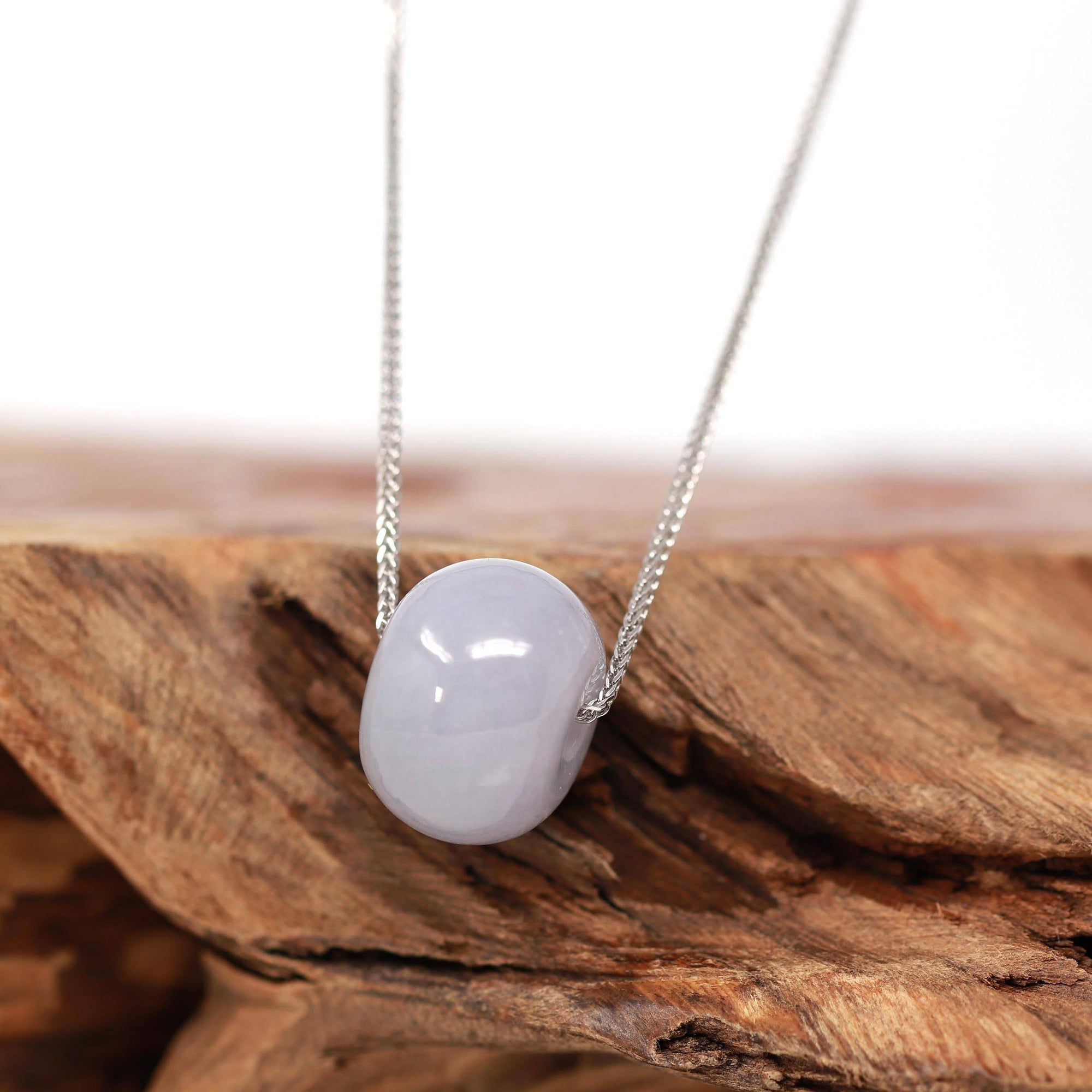 Baikalla Jewelry Jade Pendant Necklace Baikalla™ "Good Luck Button" Necklace Light Lavender Jade Lucky KouKou Pendant Necklace