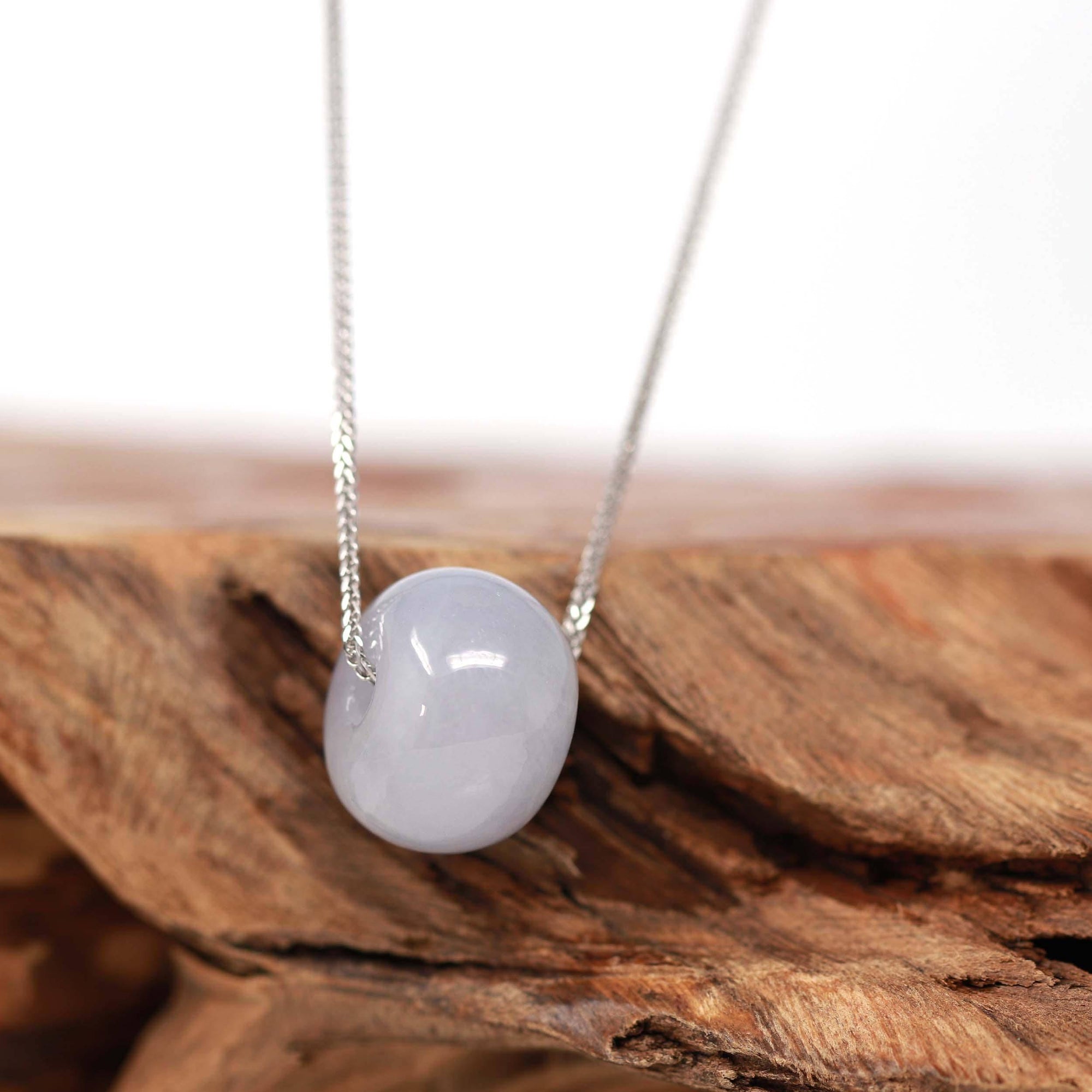 Baikalla Jewelry Jade Pendant Necklace Baikalla™ &quot;Good Luck Button&quot; Necklace Light Lavender Jade Lucky KouKou Pendant Necklace