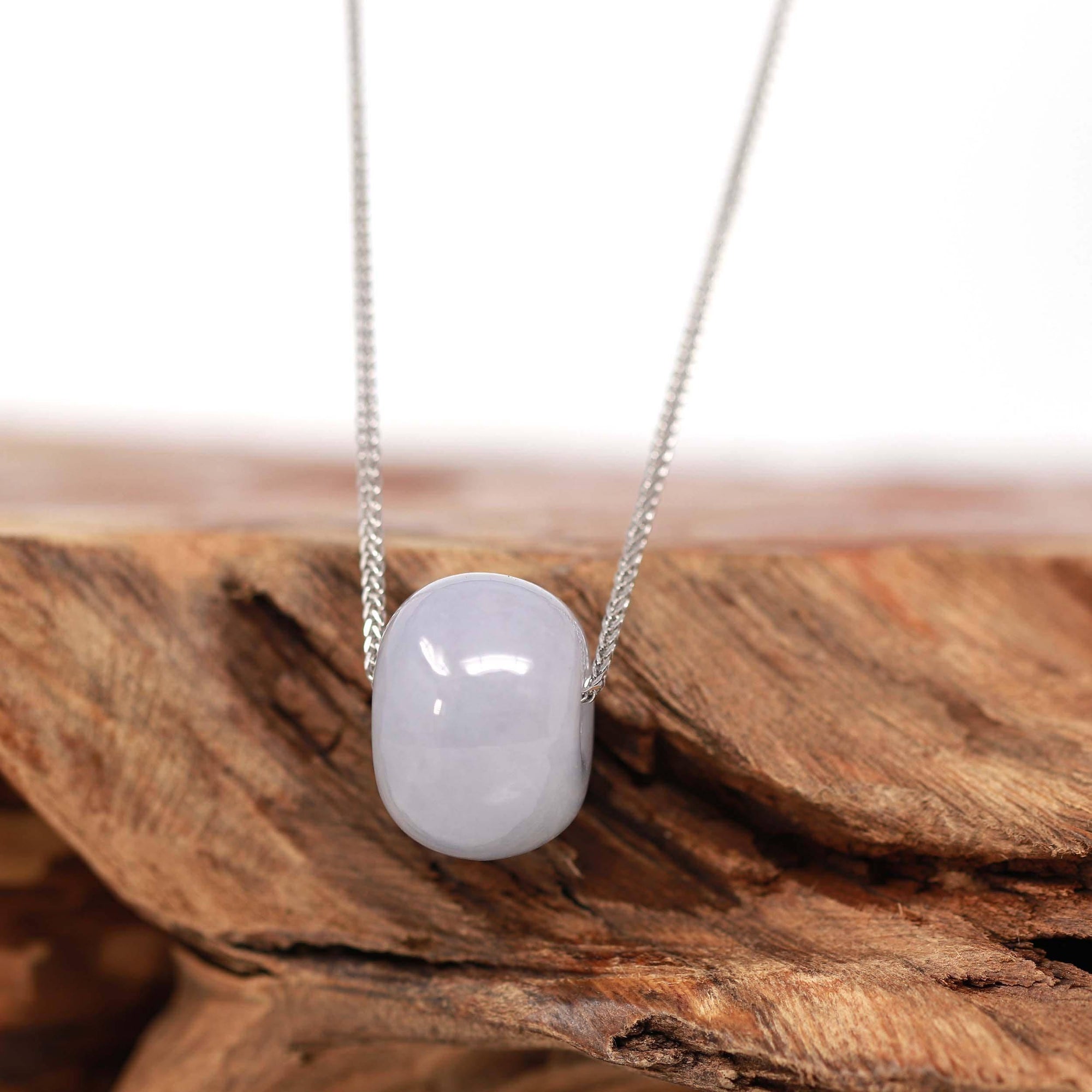 Baikalla Jewelry Jade Pendant Necklace Baikalla™ &quot;Good Luck Button&quot; Necklace Light Lavender Jade Lucky KouKou Pendant Necklace