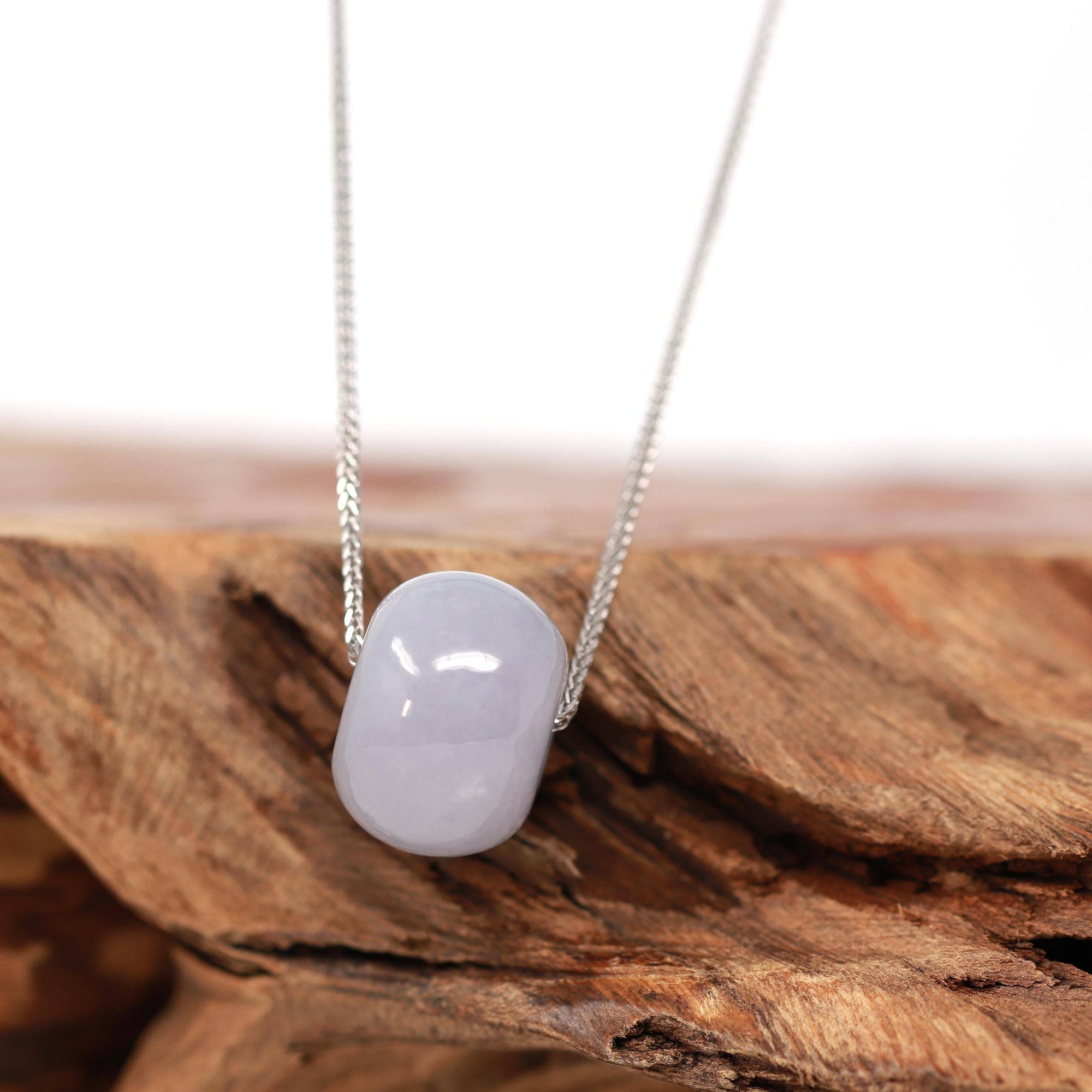 Baikalla Jewelry Jade Pendant Necklace Baikalla™ &quot;Good Luck Button&quot; Necklace Light Lavender Jade Lucky KouKou Pendant Necklace