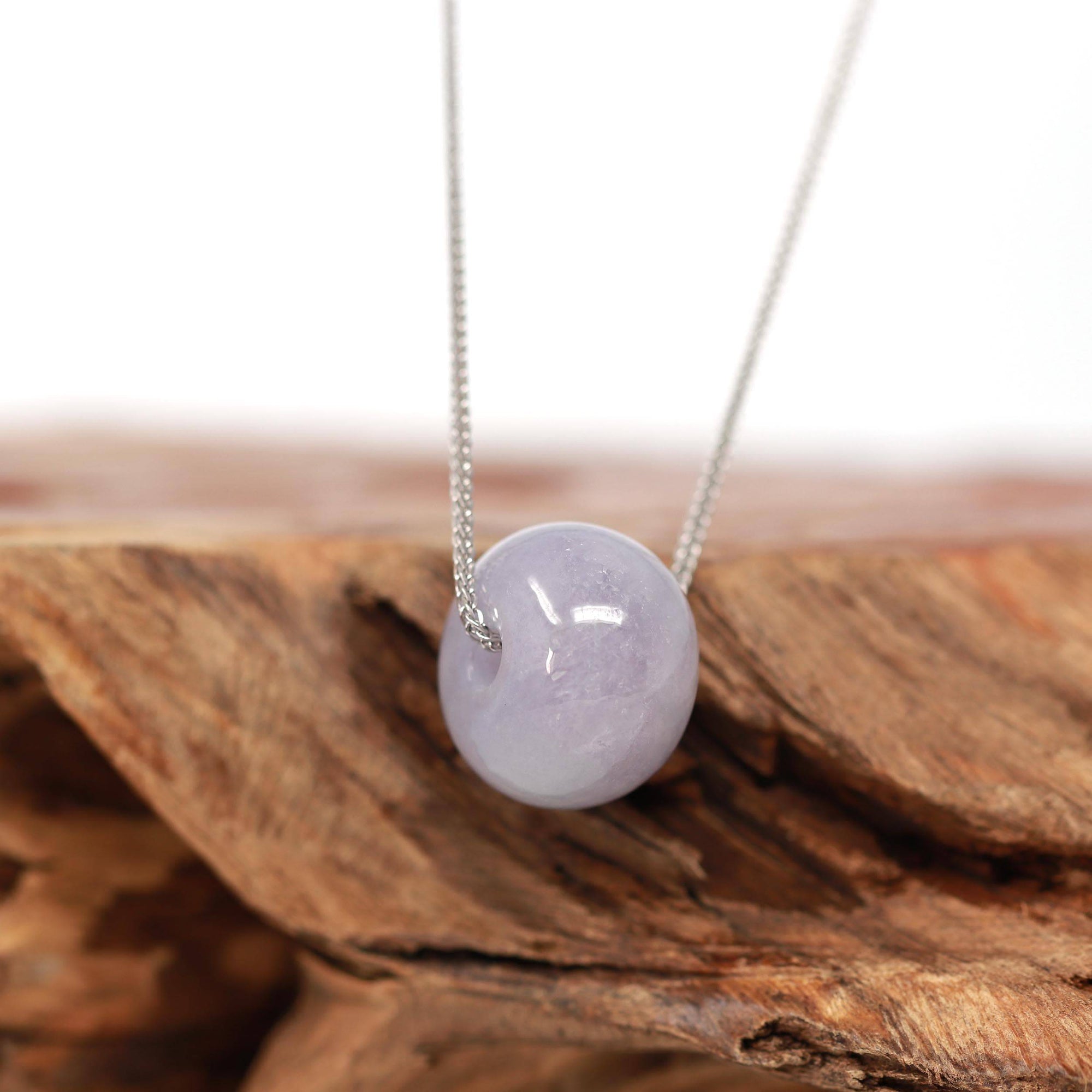 Baikalla Jewelry Jade Pendant Necklace Baikalla™ &quot;Good Luck Button&quot; Necklace Light Lavender Jade Lucky KouKou Pendant Necklace