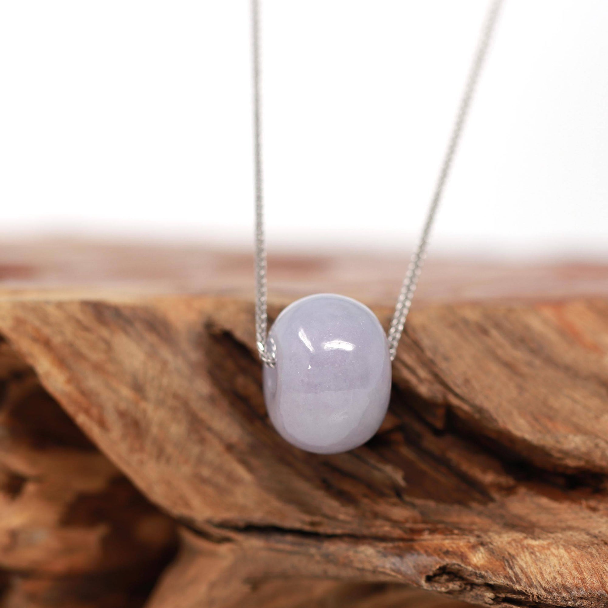 Baikalla Jewelry Jade Pendant Necklace Baikalla™ "Good Luck Button" Necklace Light Lavender Jade Lucky KouKou Pendant Necklace