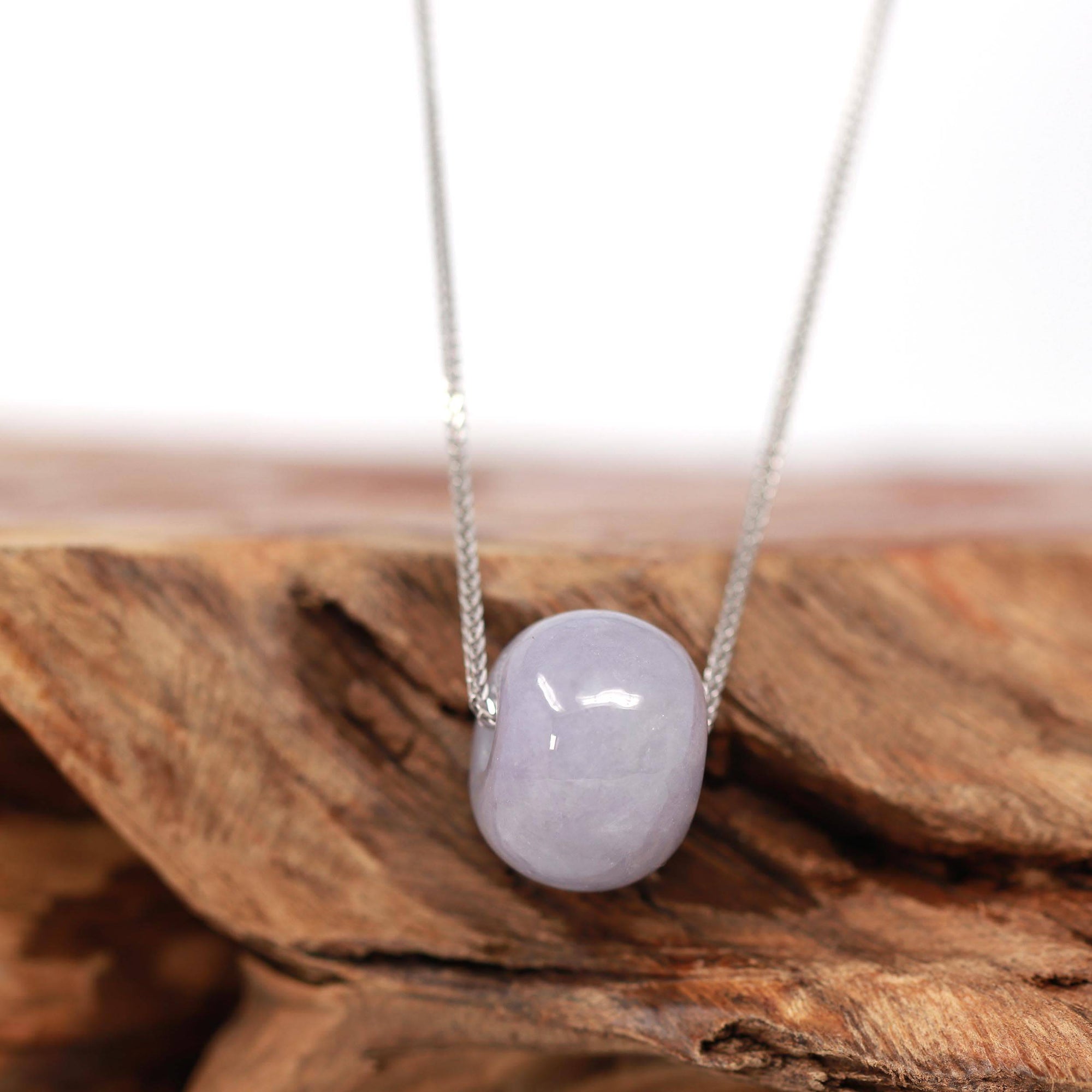 Baikalla Jewelry Jade Pendant Necklace Baikalla™ &quot;Good Luck Button&quot; Necklace Light Lavender Jade Lucky KouKou Pendant Necklace