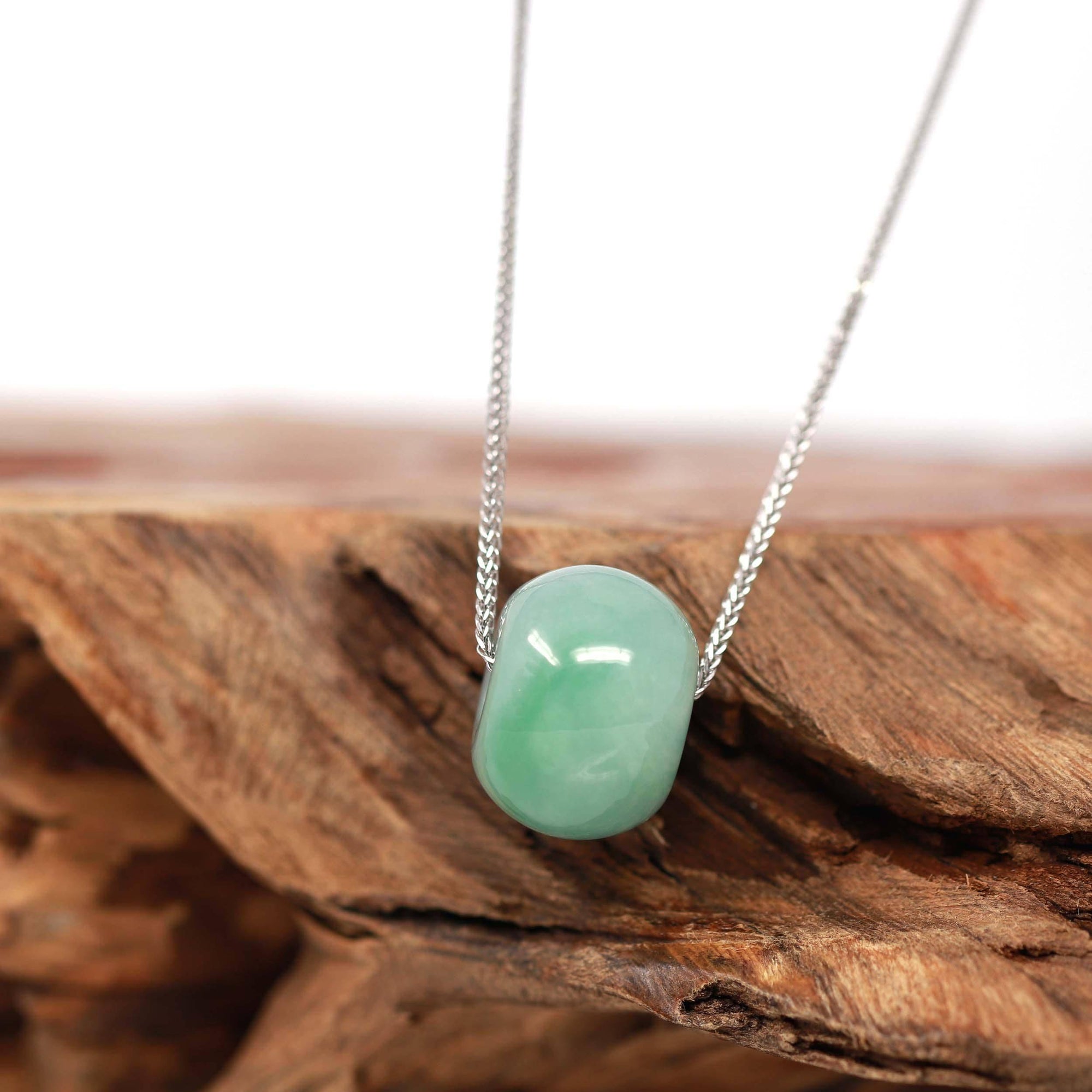 Baikalla Jewelry Jade Pendant Necklace Baikalla™ &quot;Good Luck Button&quot; Necklace Real Rich Green Jade Lucky KouKou Pendant Necklace