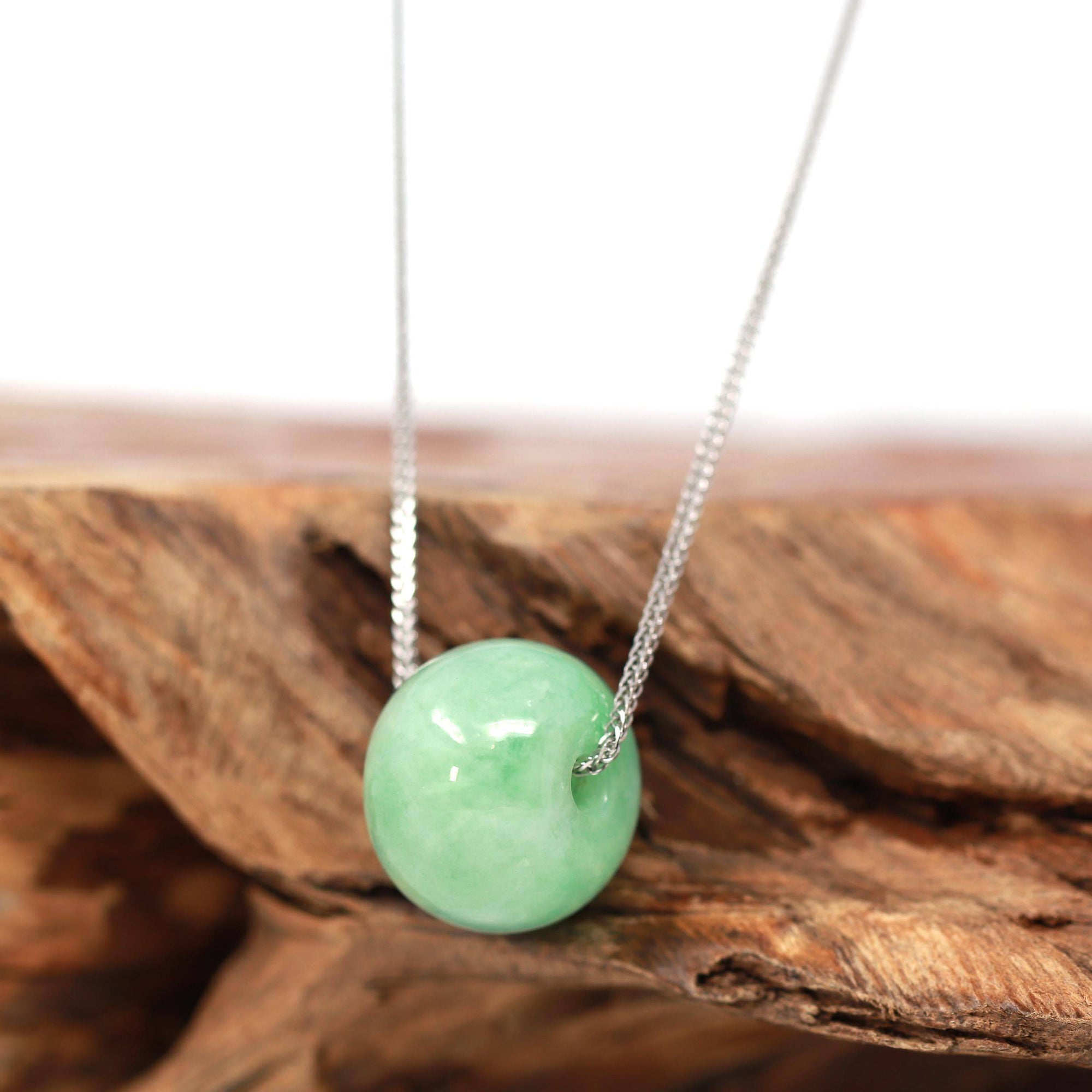 Baikalla Jewelry Jade Pendant Necklace Baikalla™ "Good Luck Button" Necklace Real Rich Green Jade Lucky KouKou Pendant Necklace