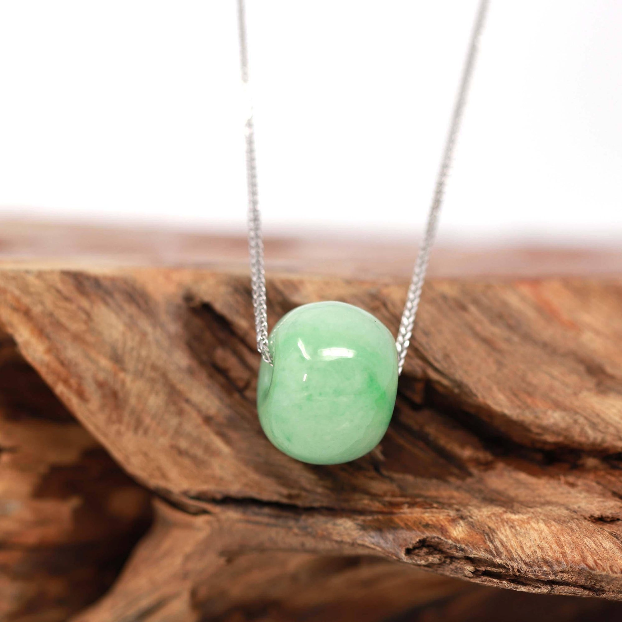 Baikalla Jewelry Jade Pendant Necklace Baikalla™ &quot;Good Luck Button&quot; Necklace Real Rich Green Jade Lucky KouKou Pendant Necklace