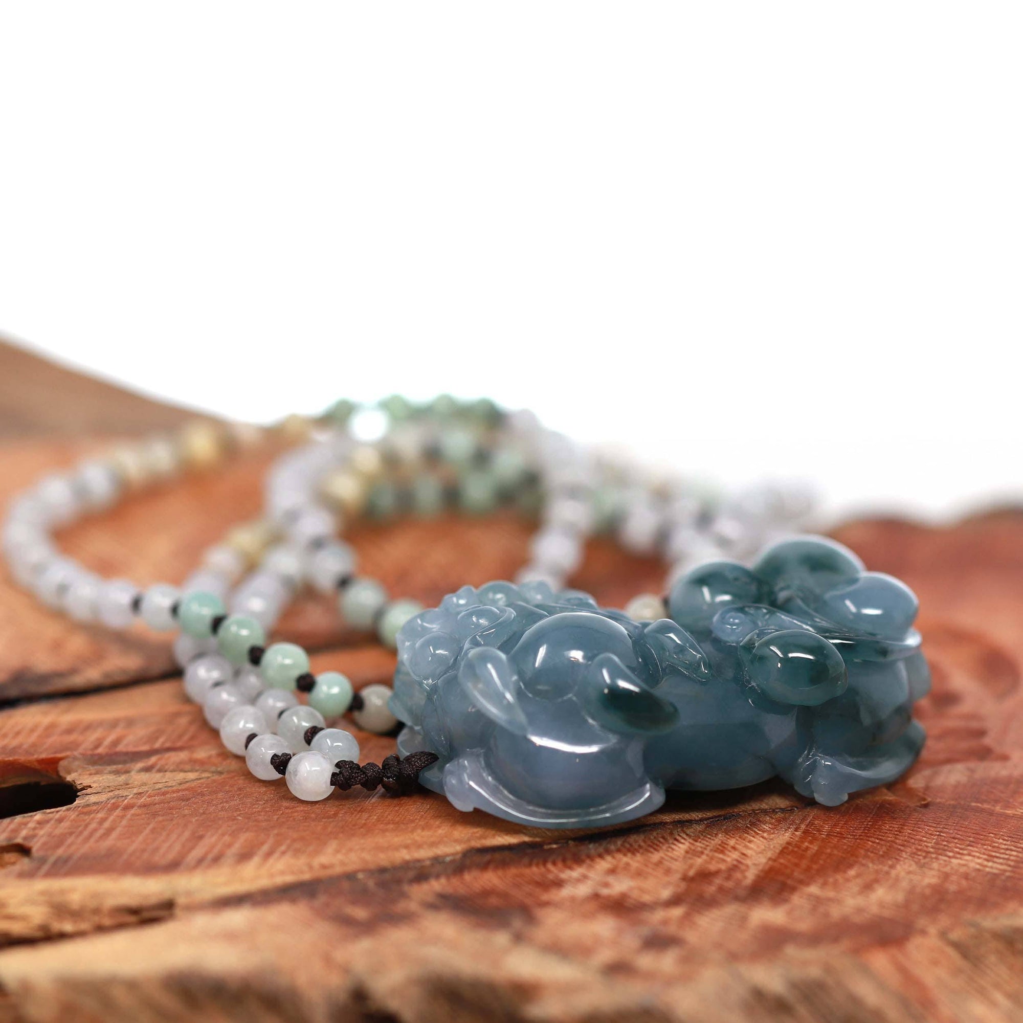 Baikalla Jewelry genuine jadeite carving Baikalla™ Pi Xiu Genuine Burmese Blue Green Jadeite Jade PiXiu Pendant Necklace (FengShui Lucky)