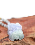 Baikalla Jewelry genuine jadeite carving Baikalla™ Pi Xiu Genuine Burmese Lavender Green Jadeite Jade PiXiu Pendant Necklace (FengShui Lucky)