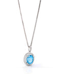 Baikalla Jewelry Silver Topaz Necklace Sterling Silver Natural Topaz Luxury Pendant Necklace With CZ