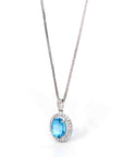 Baikalla Jewelry Silver Topaz Necklace Sterling Silver Natural Topaz Luxury Pendant Necklace With CZ