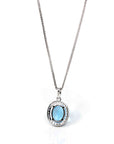 Baikalla Jewelry Silver Topaz Necklace Sterling Silver Natural Topaz Luxury Pendant Necklace With CZ