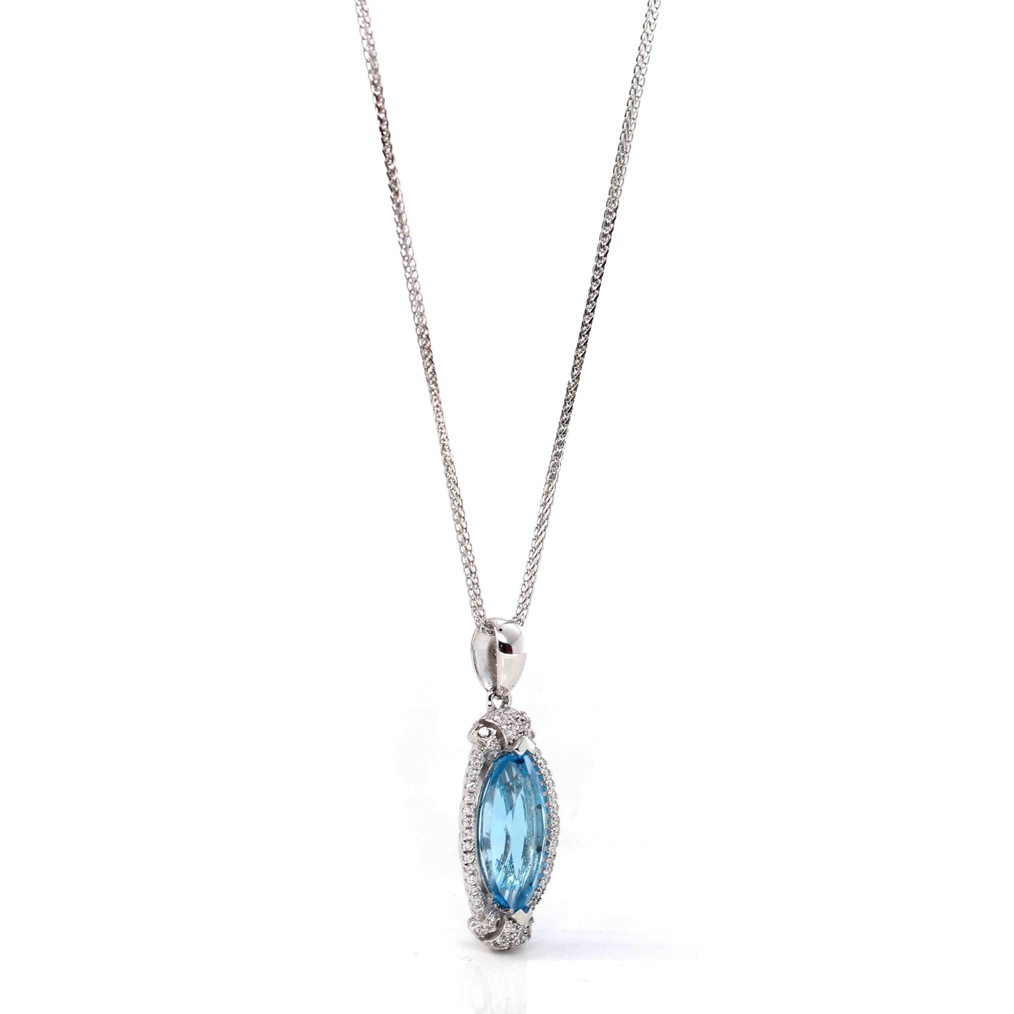 Baikalla Jewelry Silver Topaz Necklace Sterling Silver Natural Topaz Luxury Pendant Necklace With CZ