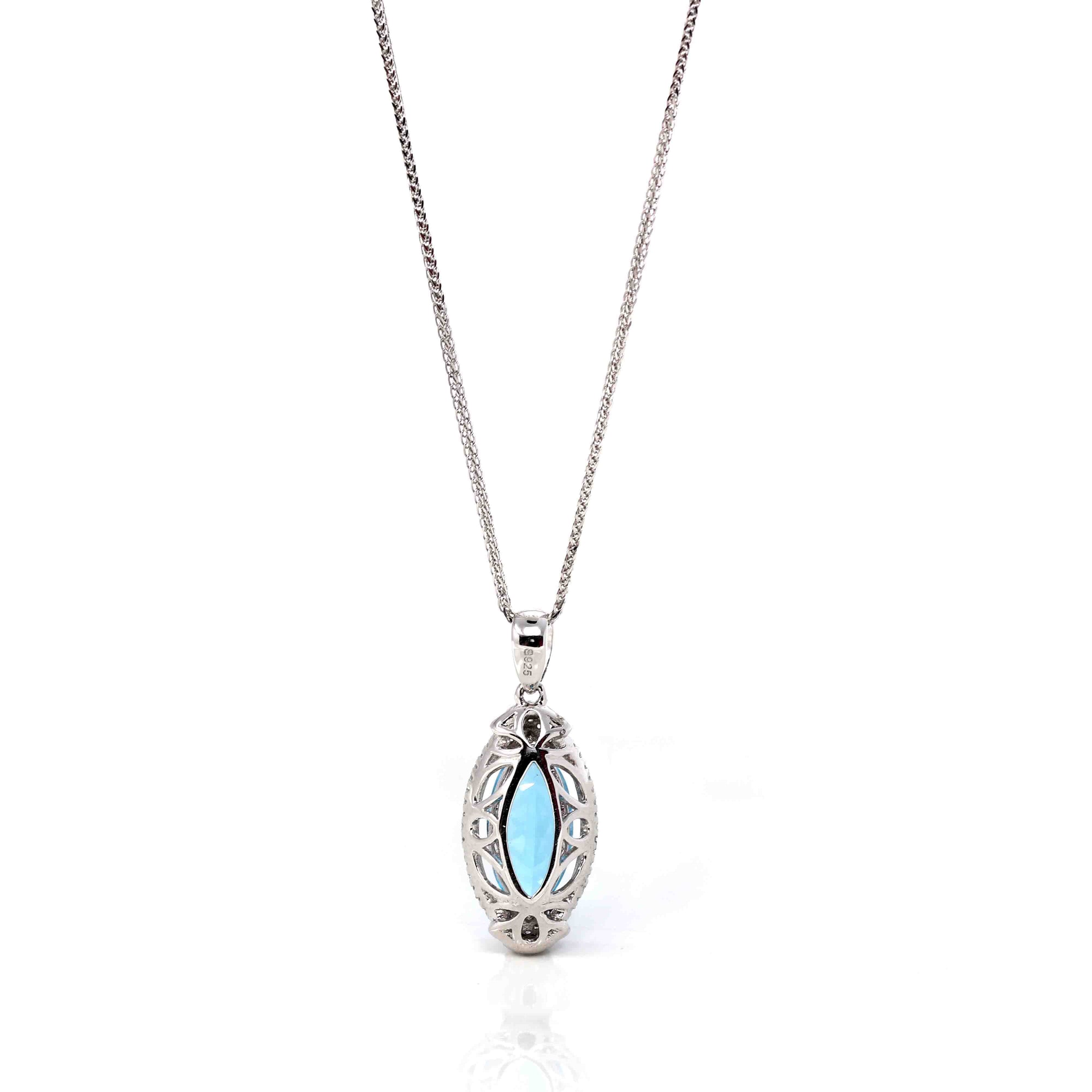 Baikalla Jewelry Silver Topaz Necklace Sterling Silver Natural Topaz Luxury Pendant Necklace With CZ