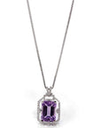 Baikalla Jewelry Silver Topaz Necklace Sterling Silver Natural Amethyst Luxury Pendant Necklace With CZ