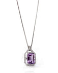 Baikalla Jewelry Silver Topaz Necklace Sterling Silver Natural Amethyst Luxury Pendant Necklace With CZ