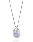 Baikalla Jewelry Silver Topaz Necklace Sterling Silver Natural Amethyst Luxury Pendant Necklace With CZ