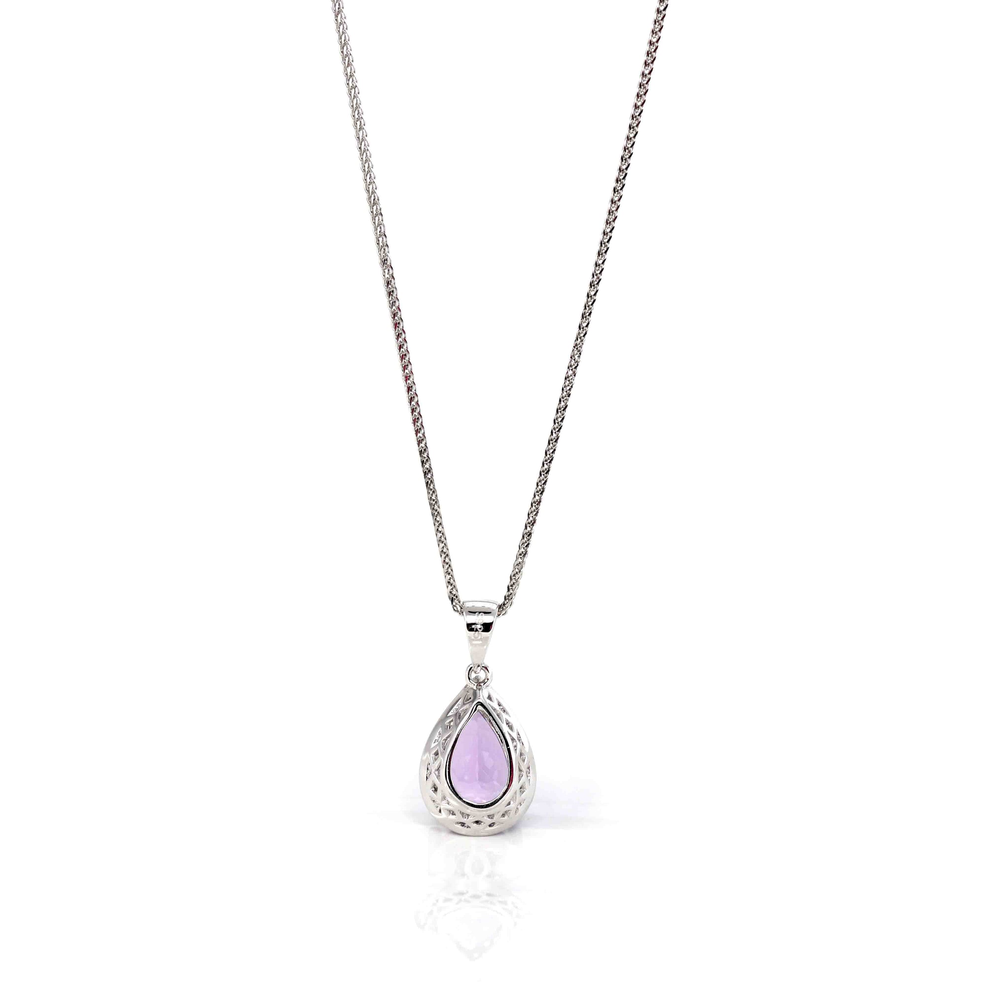 Baikalla Jewelry Silver Topaz Necklace Sterling Silver Natural Amethyst Tear drop Pendant Necklace With CZ