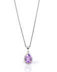 Baikalla Jewelry Silver Topaz Necklace Sterling Silver Natural Amethyst Tear drop Pendant Necklace With CZ