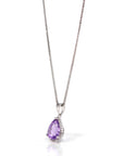 Baikalla Jewelry Silver Topaz Necklace Sterling Silver Natural Amethyst Tear drop Pendant Necklace With CZ