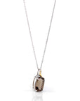 Baikalla Jewelry Silver Topaz Necklace Sterling Silver & 14k Yellow Gold Natural Smoky Quartz Pendant Necklace With CZ