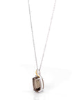 Baikalla Jewelry Silver Topaz Necklace Sterling Silver & 14k Yellow Gold Natural Smoky Quartz Pendant Necklace With CZ