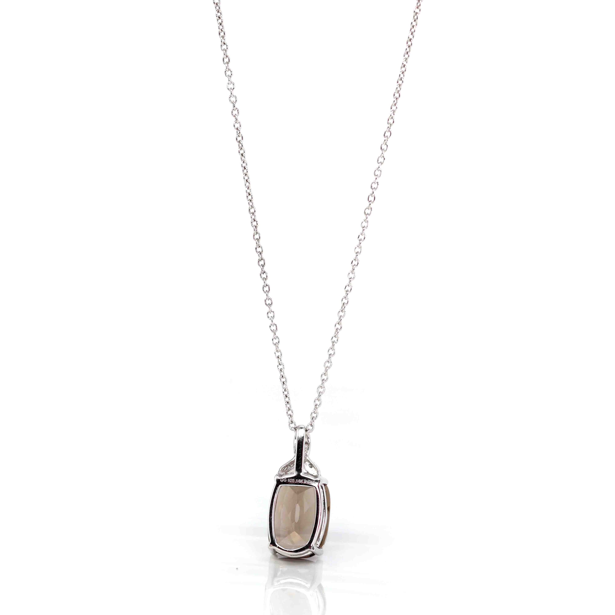 Baikalla Jewelry Silver Topaz Necklace Sterling Silver & 14k Yellow Gold Natural Smoky Quartz Pendant Necklace With CZ