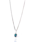 Baikalla Jewelry Gemstone Pendant Necklace Sterling Silver Freeform Australian Blue Opal Bezel Set Necklace