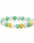 Baikalla Jewelry jade beads bracelet 6.5 inches / Money Bead S 24K Pure Yellow Gold Star Beads With Genuine Green Jade Round Beads Bracelet ( 9 mm )