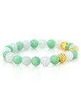 Baikalla Jewelry jade beads bracelet 24K Pure Yellow Gold Star Beads With Genuine Green Jade Round Beads Bracelet ( 9 mm )