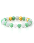 Baikalla Jewelry jade beads bracelet 24K Pure Yellow Gold Star Beads With Genuine Green Jade Round Beads Bracelet ( 9 mm )