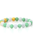 Baikalla Jewelry jade beads bracelet 24K Pure Yellow Gold Star Beads With Genuine Green Jade Round Beads Bracelet ( 9 mm )