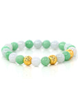 Baikalla Jewelry jade beads bracelet 24K Pure Yellow Gold Star Beads With Genuine Green Jade Round Beads Bracelet ( 9 mm )