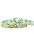 Baikalla Jewelry jade beads bracelet 24K Pure Yellow Gold Star Beads With Genuine Green Jade Round Beads Bracelet ( 9 mm )