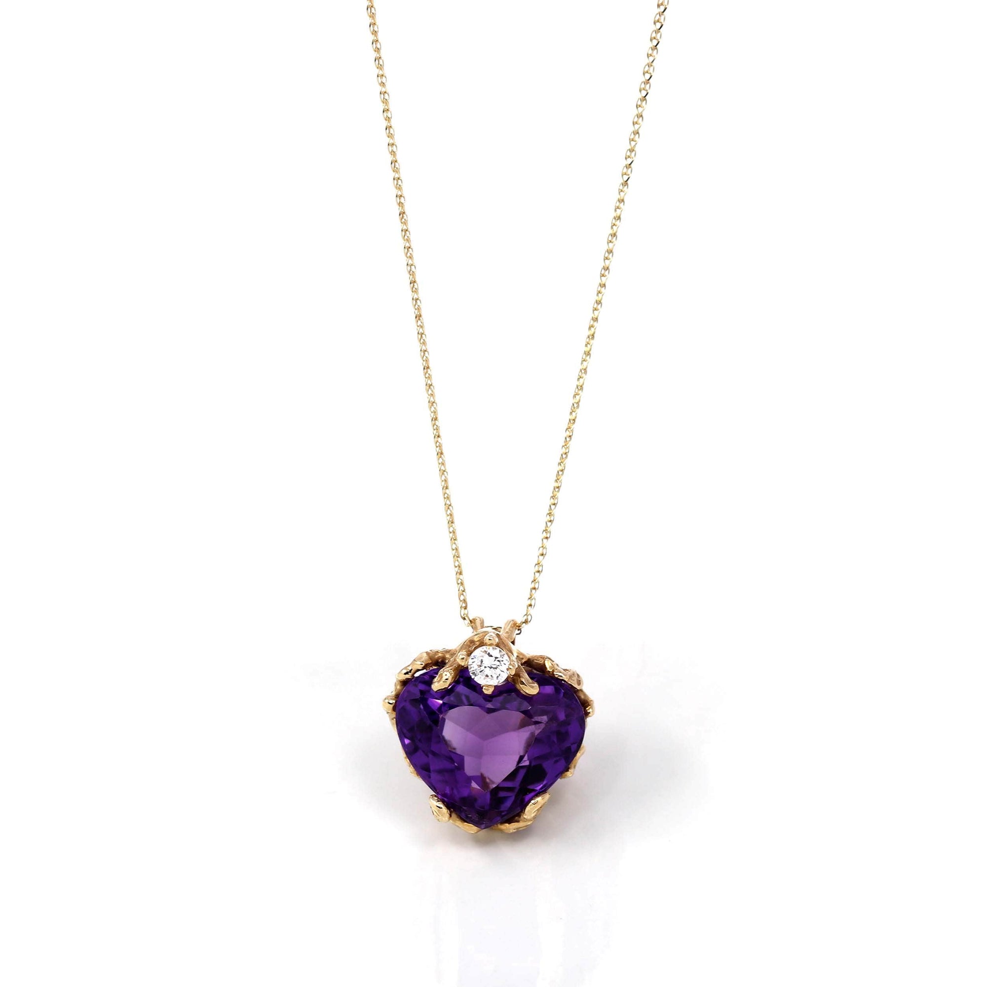 Baikalla Jewelry Gemstone Pendant Necklace 14k Yellow Gold Genuine AAA Royal Amethyst Pendant Necklace