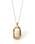 Baikalla Jewelry Gemstone Pendant Necklace Baikalla 14k Yellow Gold Freeform Australian White Opal Bezel Set Necklace