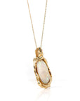 Baikalla Jewelry Gemstone Pendant Necklace Baikalla 14k Yellow Gold Freeform Australian White Opal Bezel Set Necklace