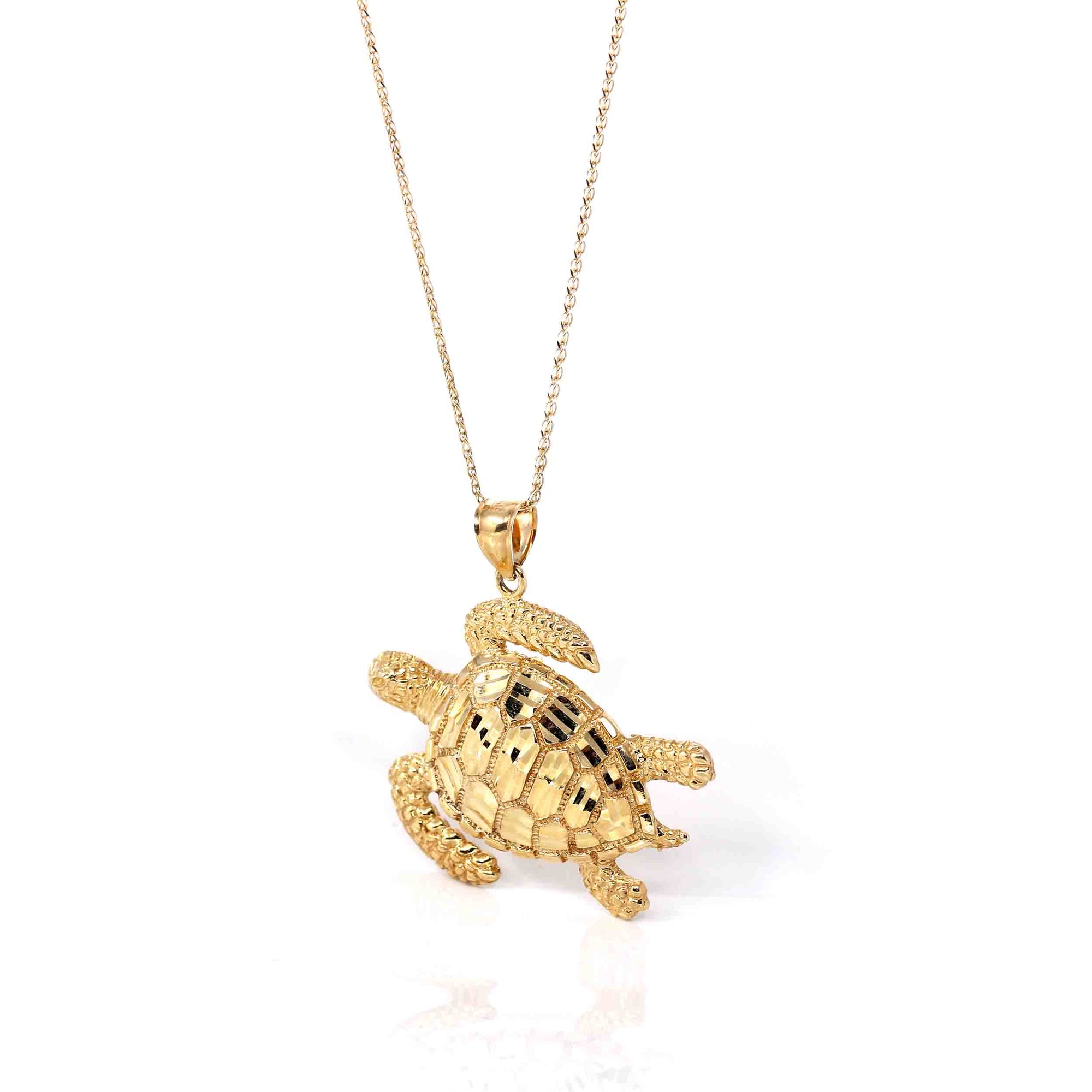 Baikalla Jewelry 14K Yellow Gold Pendant 14k Yellow Gold Turtle Pendant Necklace