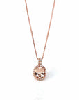 Baikalla Jewelry 14K Gold Morganite Necklace 14k Rose Gold Natural Champagne Morganite Pendant with Diamonds