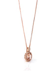 Baikalla Jewelry 14K Gold Morganite Necklace 14k Rose Gold Natural Champagne Morganite Pendant with Diamonds