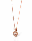 Baikalla Jewelry 14K Gold Morganite Necklace 14k Rose Gold Natural Champagne Morganite Pendant with Diamonds