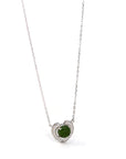 Baikalla Jewelry Silver Jade Pendant Necklace Baikalla™ Sterling Silver Real Green Nephrite Jade Love Pendant Necklace With CZ