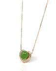 Baikalla Jewelry Gold Jade Pendant 14K Gold Genuine Green Apple Green Jade Love Pendant Necklace With VS1 Diamond