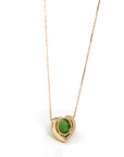 Baikalla Jewelry Gold Jade Pendant 14K Gold Genuine Green Apple Green Jade Love Pendant Necklace With VS1 Diamond