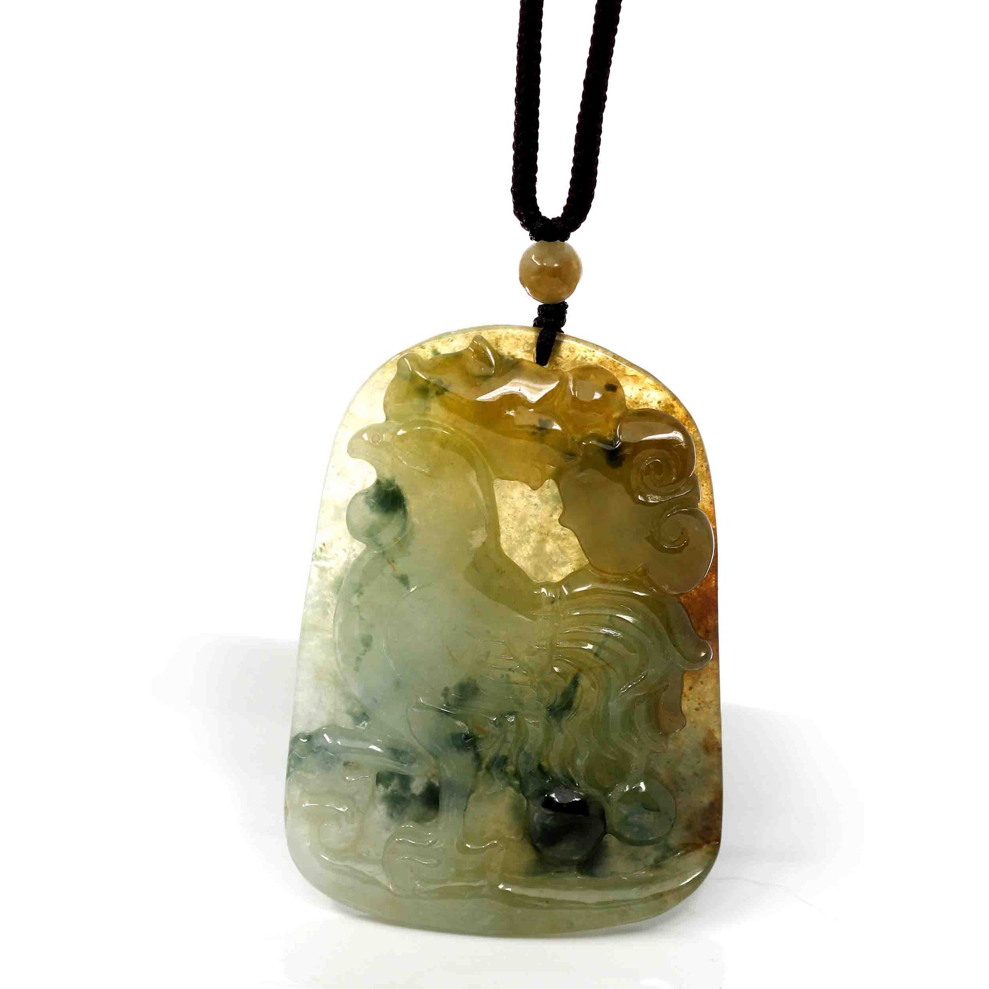 Baikalla Jewelry Jade Carving Necklace Natural Honey Yellow Jadeite Jade &quot;Rooster&quot; Pendant Necklace For Men, Collectibles.